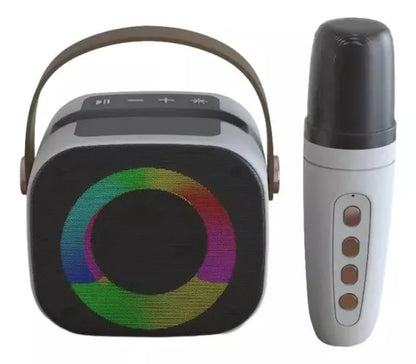 Parlante y Micrófono para Karaoke - Diseño Compacto y Luces LED